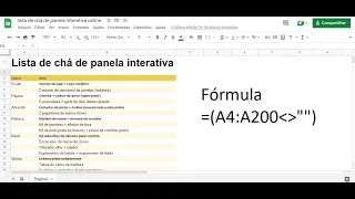 COMO FAZER UMA LISTA DE CHÁ DE PANELA INTERATIVA ONLINE NA PLANILHA DO GOOGLE - CASAMENTO