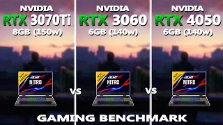 Laptop RTX 4050 vs 3060 vs 3070Ti Gaming Benchmark | 2023 Acer Nitro 5 Gaming Test | #acernitro5