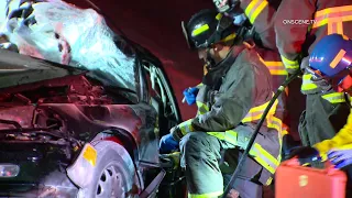 Woman Cut From Car By Firefighters After High-Speed Crash In Oceanside