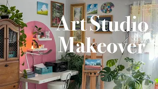 I *TRANSFORMED* my home gym into a Pinterest ART STUDIO ♡🌷(IT’S HARD TO BE A MINIMALIST!) #makeover