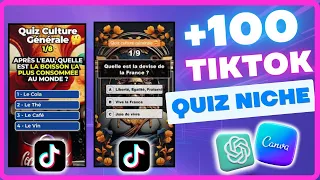 Niche TIKTOK QUIZ Créer 100 REELS en 10 minutes | Insta Tiktok Youtube | Tutoriel ChatGPT + Canva