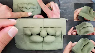 Sculpting lips in clay - Human body parts modeling with few easy techniques  (for beginners )