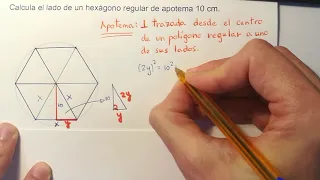 Cálculo del lado de un hexágono dada su apotema