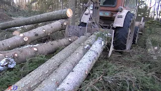 Заканчиваем зимний сезон. Т-40 вывоз леса пока земля не отпустилась.