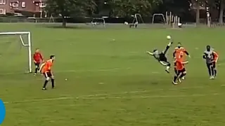 Amateur footballer finds the net with spectacular overhead kick