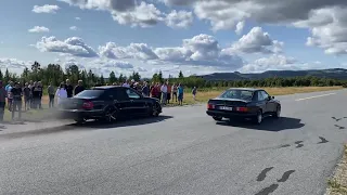 E 420 CDI vs 560 SEC widebody 8th mile drag race