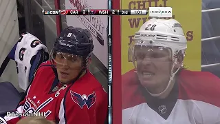 Alex Ovechkin throws Semin on the ice with a bad hit, both get penalties (10 oct 2013)