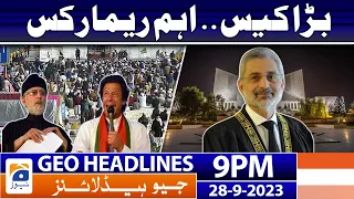 Geo News Headlines 9 PM - 𝐂𝐉𝐏 𝐐𝐚𝐳𝐢 𝐅𝐚𝐞𝐳 𝐈𝐬𝐚 - Faizabad Dharna case| 28 September 2023