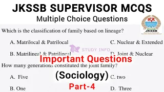 JKSSB Supervisor Important MCQS | Sociology Mcqs | Supervisor Specialization MCQS | Part-4