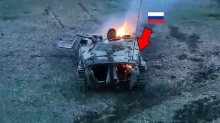 Horrible footage! Ukrainian javelin missiles destroy hundred best Russian tanks near Bakhmut