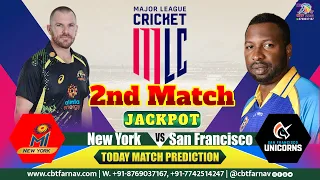 MINY vs SFU MLC T20 2nd Match Prediction Today | Major League Cricket | New York  vs San Francisco