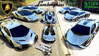 GTA 5 - Stealing Super Silver Lamborghini Cars with Franklin! | (GTA V Real Life Cars #120