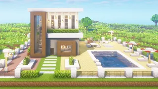 마인크래프트 건축 강좌 🌊 수영장 있는 모던하우스 만들기 [Minecraft Build Tutorial 🌊 Modern House with Swimming Pool]