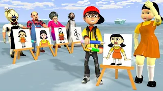 Scary Teacher 3D vs Squid Game Help Herobrine Nick Drawing Picture Squid Game Doll Nice or Error