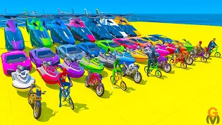 GTA V Stunt Map Car Race Challenge On Super Cars, Boats, Bikes, Aircraft, and OffRoad Monster Trucks