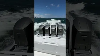 Launching the new intrepid powerboats 51 panacea with a quad mercury 600 V 12s ￼ #boatsdaily