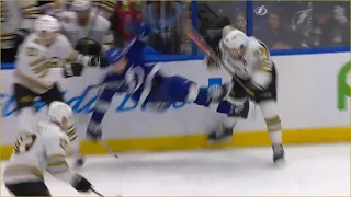 Charlie McAvoy absolutely HAMMERS Tanner Jeannot!