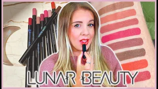 LUNAR BEAUTY LIPSTICKS & LIP LINERS FULL COLLECTION | Full Swatches and Try on! |