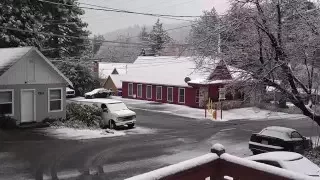 Surprise Snow in Crestline, California on March 29, 2016