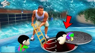 Tsunami The END OF THE WORLD Happened in GTA 5 |SHINCHAN and CHOP