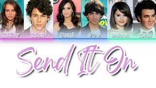 Demi Lovato, Selena Gomez, Miley Cyrus e Jonas Brothers - "Send It On" | Color Coded Lyrics