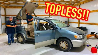 Cutting the Roof off my Toyota Sienna + Hellcat Burnouts + New IAA Car VLOG!!!
