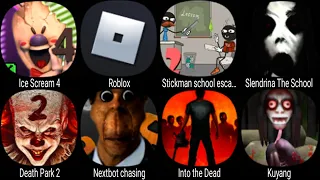 Ice Scream 4, Roblox, Stickman School, Slendrina The School, Death Park 2, Into the Dead, Kuyang