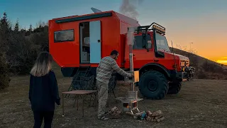 FIRST CAMP WITH OUR OVENSTOVE ON THE HILL AT A 1500 METERS ALTITUDE