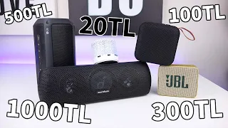 20/100/300/500/1000TL BLUETOOTH HOPARLÖR KARŞILAŞTIRMASI! İkisini herkes alabilir!