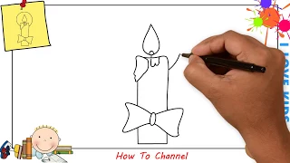 How to draw a candle EASY step by step for kids, beginners, children 1