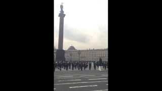 Soilder marching band show at Palace square,St Petersburg,Russia Part1