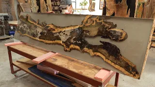 The process of making a table from very old hibiscus wood. Amazing Korean resin table making process