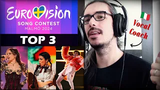 My TOP 3 of EUROVISION 2024 // Reaction & Analysis by Vocal Coach