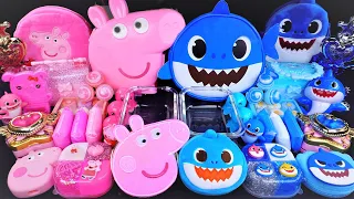 Peppa Pig vs Daddy Shark/Slime Mixing/Random Cute, shiny things into slime #slimevideos #ASMR  #슬라임