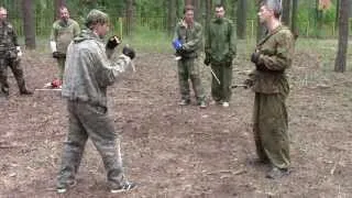 защиты палкой  от атаки ножом - training with a stick