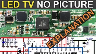 LED TV NO PICTURE | DC to DC Converter Explanation &  Short Circuit Repair | 6861AAQ Voltage