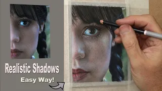 Pastel Pencil Tutorial ~ How to draw Realistic Skin Tone Shadows. Wednesday Addams Halloween Special