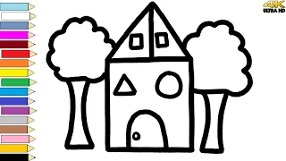 House Drawing, Painting and coloring for kids  |Draw, Paint and Learn