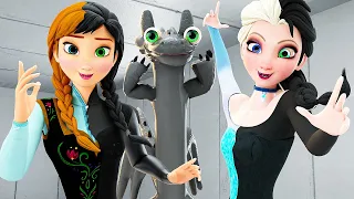 Elsa & Anna Frozen - Toothless Transformation!( How To Train Your Dragon)