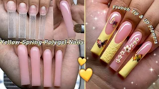 YELLOW SPRING POLYGEL NAILS✨ FRENCH TIP & 3D FLOWER DESIGN | Nail Tutorial