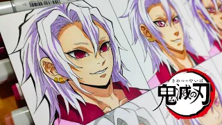 Drawing Tengen Uzui in different Anime Styles || Demon Slayer / 鬼滅 の 刃