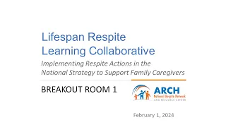 BREAKOUT ROOM DISCUSSION 1: National Strategy Learning Collaborative, 2/1/2024