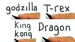 compilation BIG MONSTER  , how to turn words GODZILLA , T-REX , KING KONG , DRAGON into cartoon