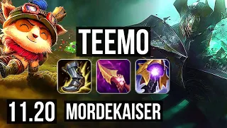 TEEMO vs MORDEKAISER (TOP) | Rank 1 Teemo, 6 solo kills, 13/3/9, Legendary | JP Grandmaster | v11.20