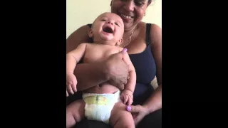 4 month old baby laughing (for the first time)