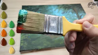 How to Paint a Simple Forest / Acrylic Painting Techniques