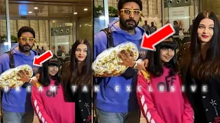 Aishwarya Rai Bachchan Abhishek Bachchan and Aaradhya Bachchan spotted with baby boy at the airport