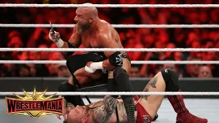 Ouch! Triple H rips out Batista's nose ring with pliers!: WrestleMania 35 (WWE Network Exclusive)