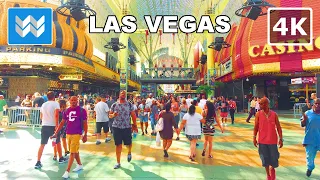 [4K] Fremont Street in Las Vegas USA - 2019 Walking Tour 🎧 Binaural City Sound