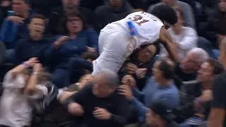 Jarrett Allen jumps into the crowd 😂